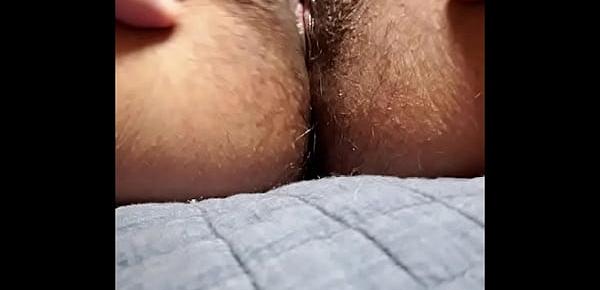  Playing with hairy mexican pussy wide open